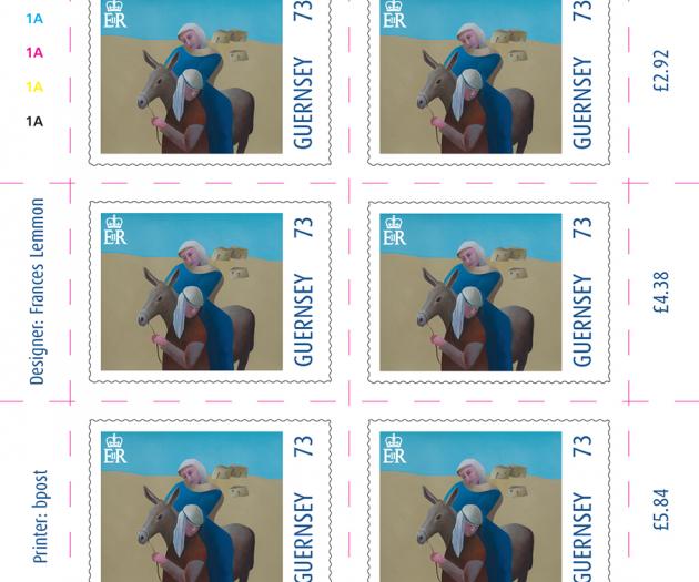 Guernsey Christmas Nativity UK 73p stamp - sheet of 10