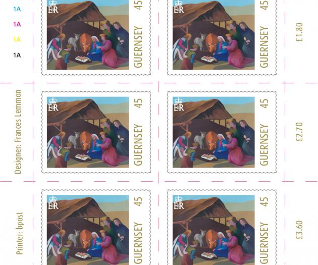 Guernsey reduced rate 45p Christmas stamp sheet of 10