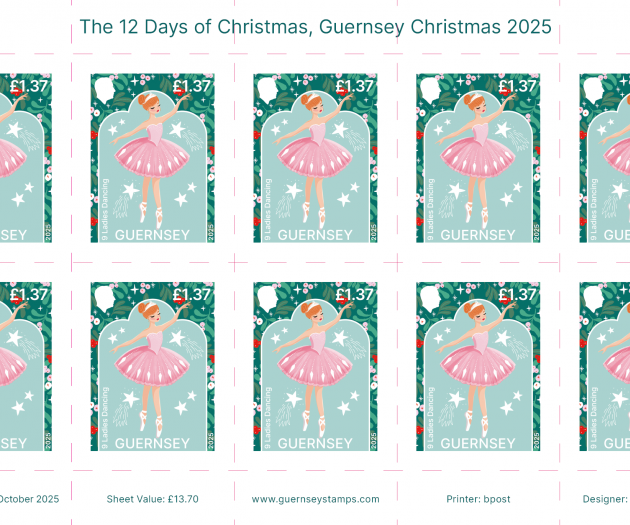 Twelve Days of Christmas - Guernsey £1.37 stamp sheet of 10