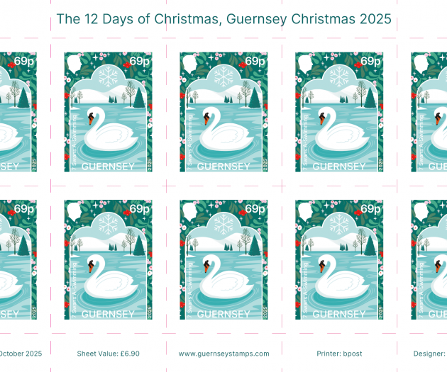 Twelve Days of Christmas - Guernsey 69p stamp sheet of 10