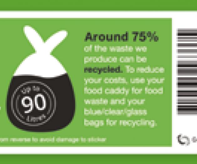 Green 90 litre bin stickers x4