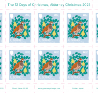 Twelve Days of Christmas - Alderney 69p stamps sheet of 10