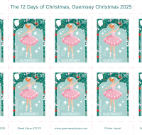 Twelve Days of Christmas - Guernsey £1.37 stamp sheet of 10