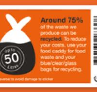 Orange 50 litre bin sticker x4